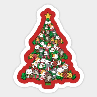 Cat Doodle Christmas Tree Sticker